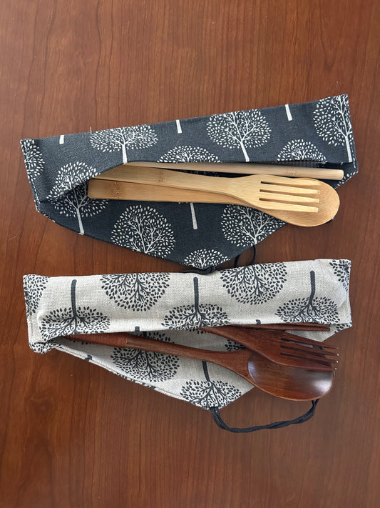 Travel-Ready Reusable Bamboo Cutlery Set